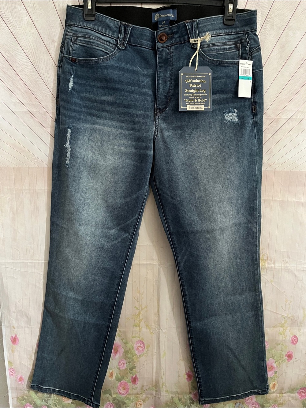 Democracy Women's Indigo Straight Leg Jeans with Faded Wash